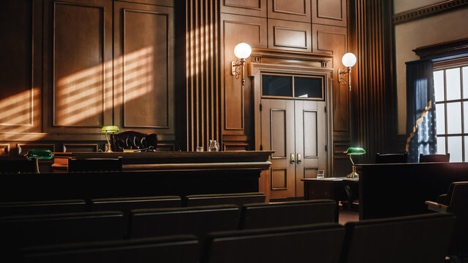 Courtroom interior for pretrial DUI defense proceedings